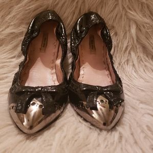 Miu Miu Black Silver Tuxedo Pointy Ballet Flat